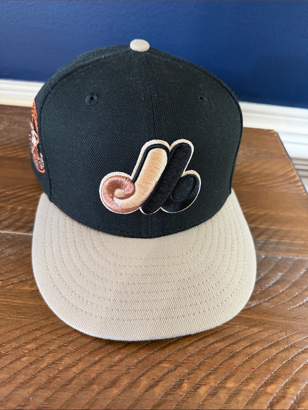 New Era Black and Montreal Expos Tan Two-Tone Logo Baseball Cap